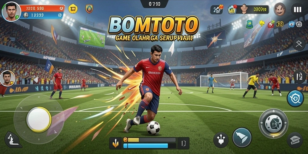 Tampilan gameplay menegangkan dalam BOMTOTO yang menggambarkan aksi olahraga.