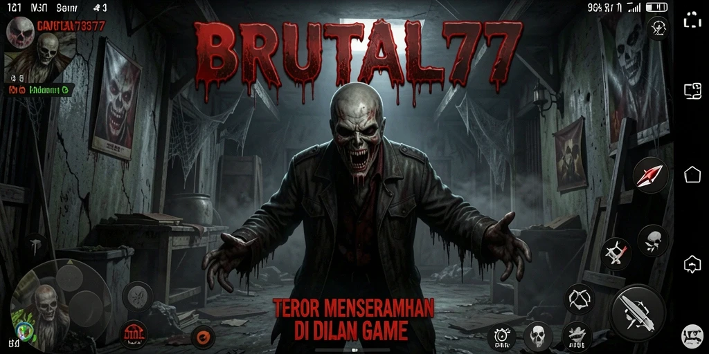 Gameplay menegangkan di dunia kegelapan BRUTAL77 yang penuh misteri.