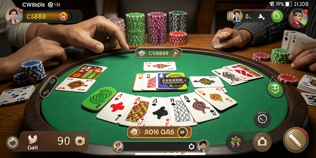 Screenshot utama CW8888 menampilkan gameplay Gaple yang seru.