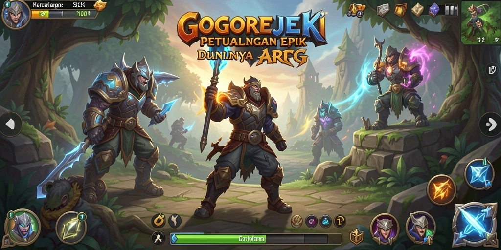 Tampilan aksi seru dalam GOGOREJEKI, menampilkan karakter berjuang.