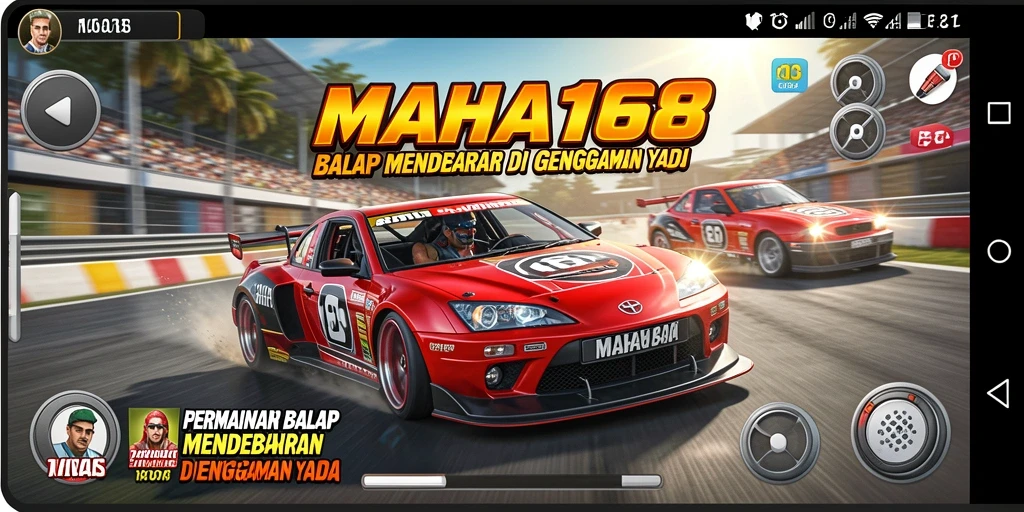 Screenshot gameplay seru dari MAHA168 yang menampilkan balapan mendebarkan.