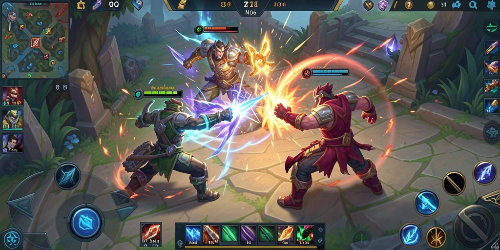 Screenshot utama N06 menampilkan aksi seru dalam gameplay MOBA.