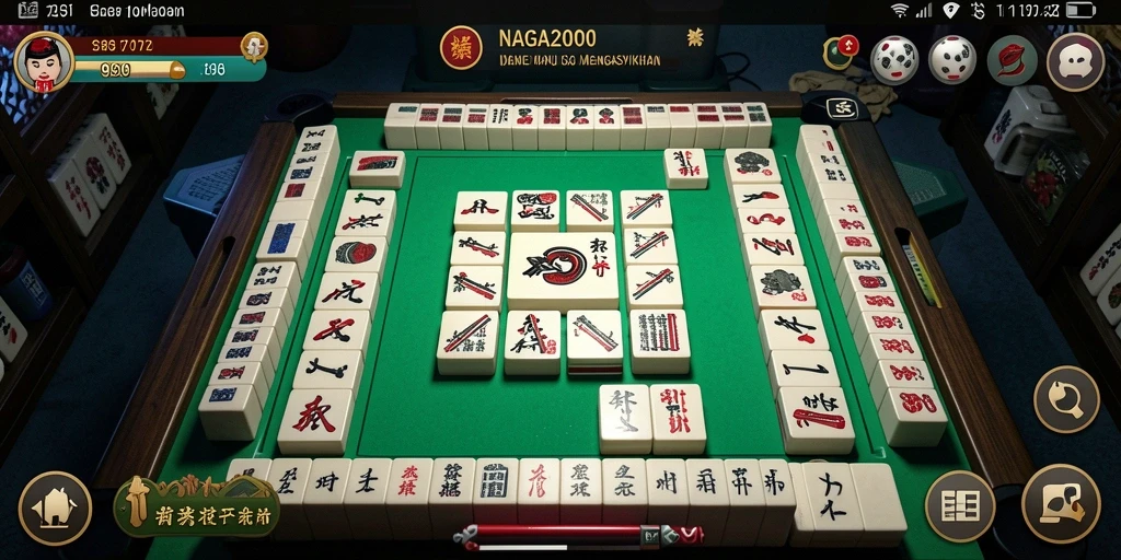 Screenshot gameplay NAGA2000 menampilkan aksi seru permainan Mahjong.