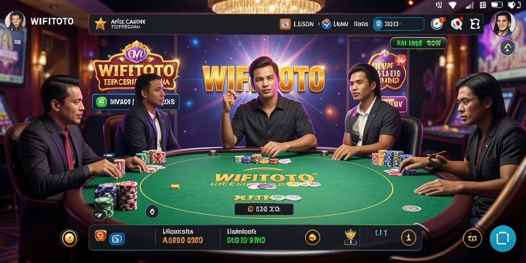 Screenshot gameplay WIFITOTO yang menampilkan dealer profesional di Live Casino.